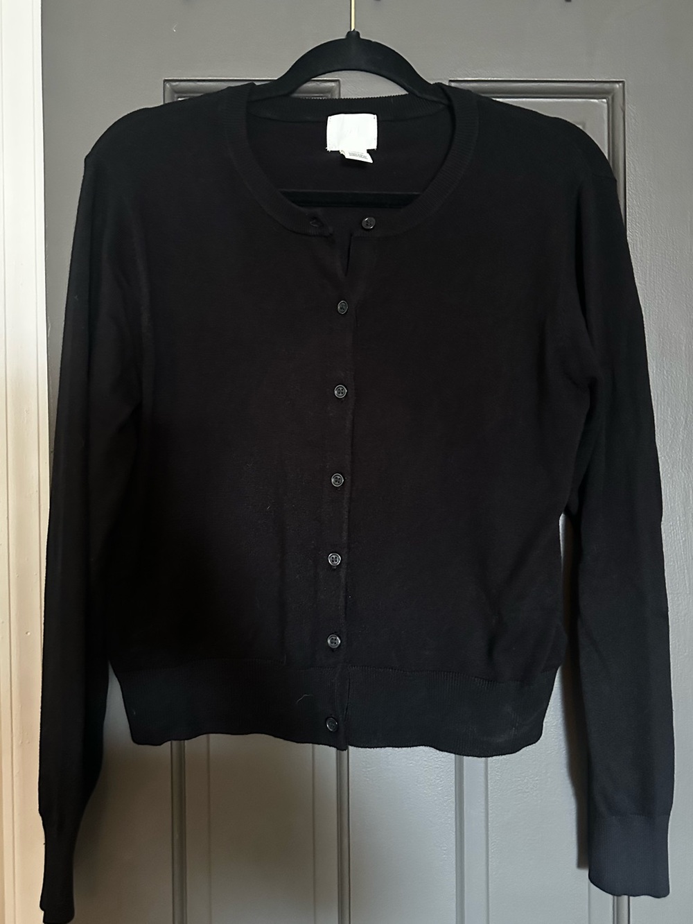 H&M Black Button-Up Crewneck Cardigan